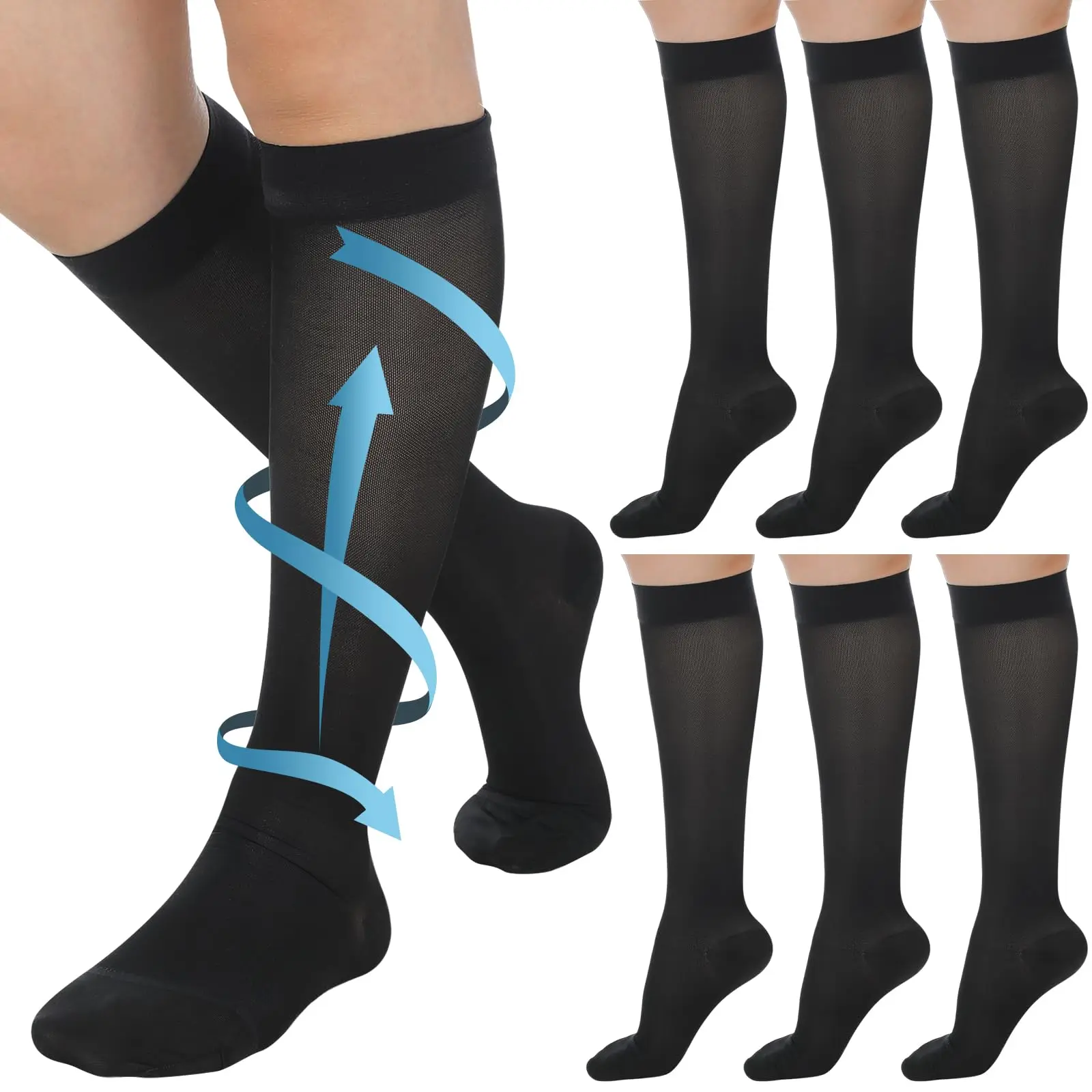 2025 Nylon Varicose Veins 15-20 20-30 Mmhg Graduated Compression Stockings Sheer Compression Socks For Women
