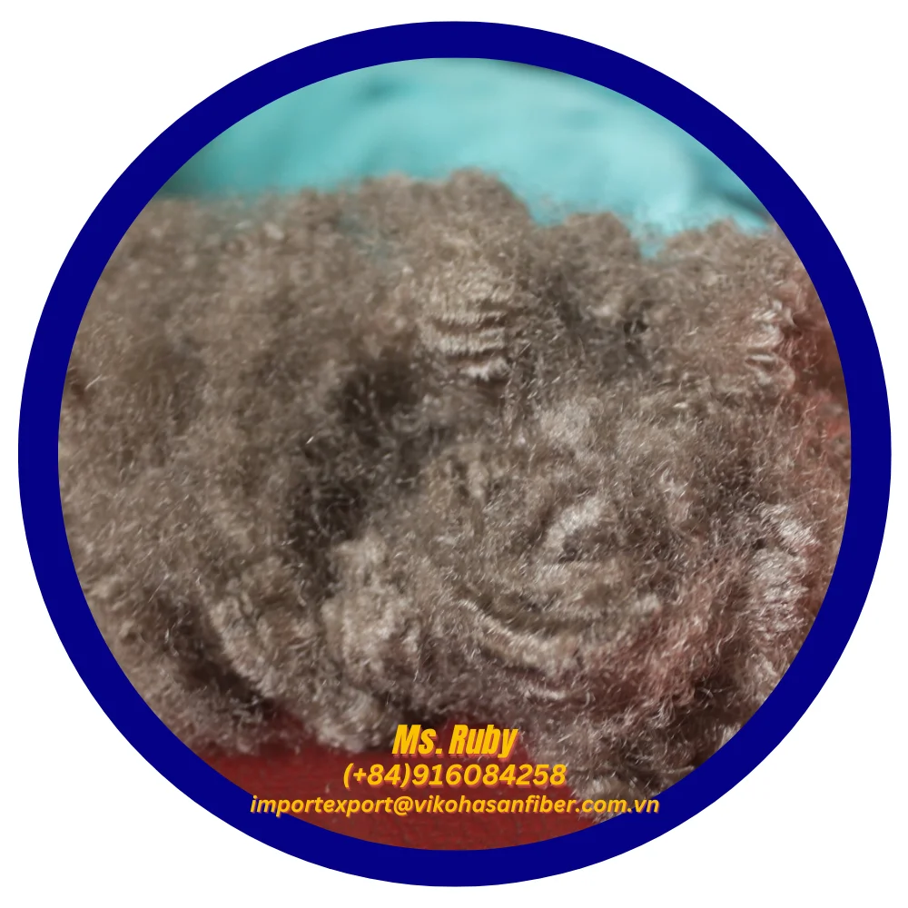 Polyester Fiber 15D HS Brown Recycled Staple Fiber Use for Concrete Spinning Sofa Quilt Toy Pillows Car Floor Mat Carpets