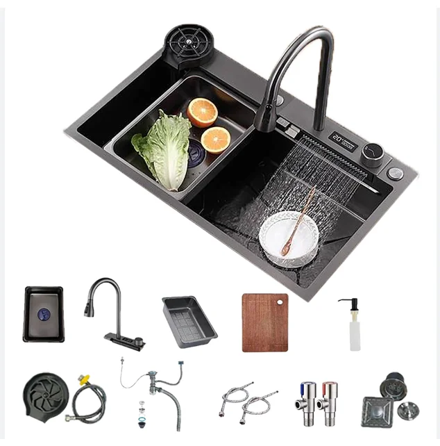 New Product Handmade Double Bowl Undermount Kitchen Sink Farmhouse Kitchen Basin Smart Sinks