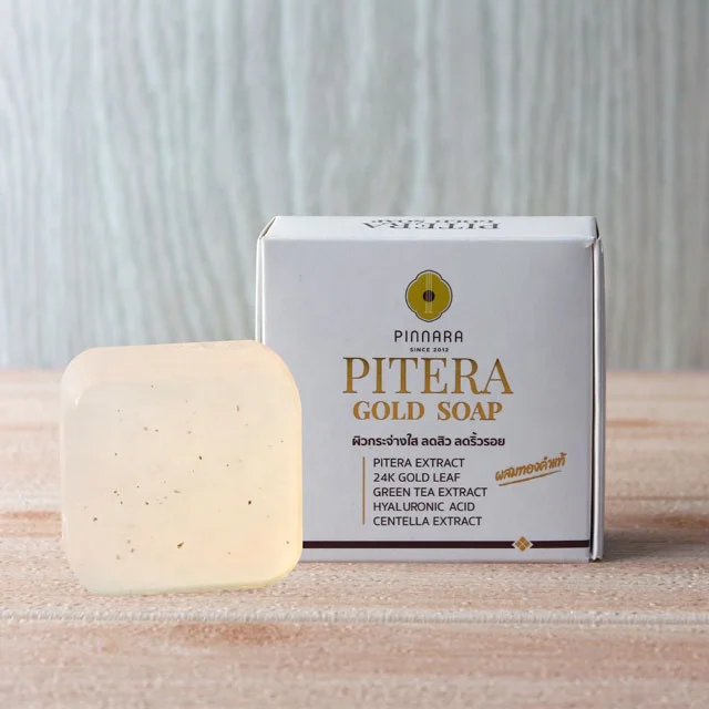 Best Selling 70g Gold Bar Soap Brighten Acne Reduce Wrinkle Reduce for skin face Pinnara Brand Original Made in Thailand