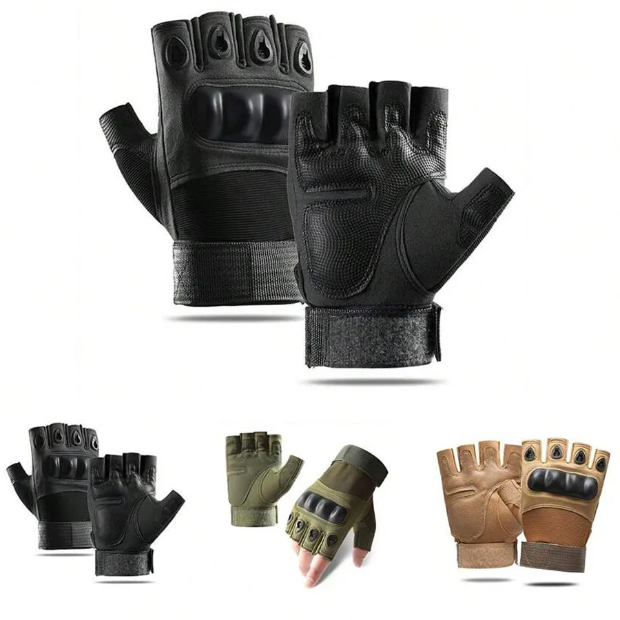 Motorcycle Gloves Men Tactical Hunting Shooting Knuckle Protection Sports half Finger Cycling Bike Gloves