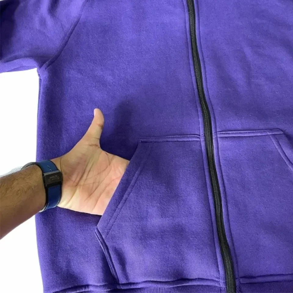 Custom 100% Cotton Heavyweight Full Face Zip Hoodie Jacket Blank Rhinestone Puff Printing Oversized Unisex Full Zip Up Hoodies