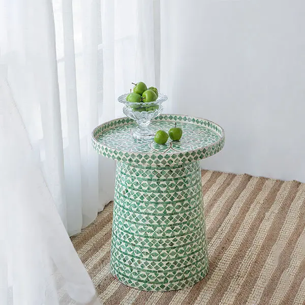 High quality luxury coffee table with Mother of Pearl inlaid made in Vietnam White Ariel Capiz Side Table for living room