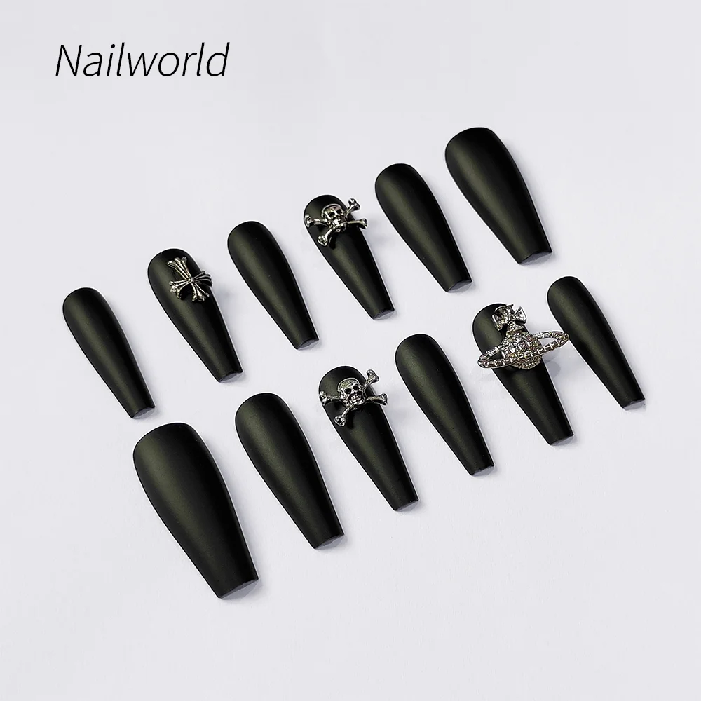 Factory outlet new arrival ballet crystals false nail tips french fake nails coffin long wholesale press on nails