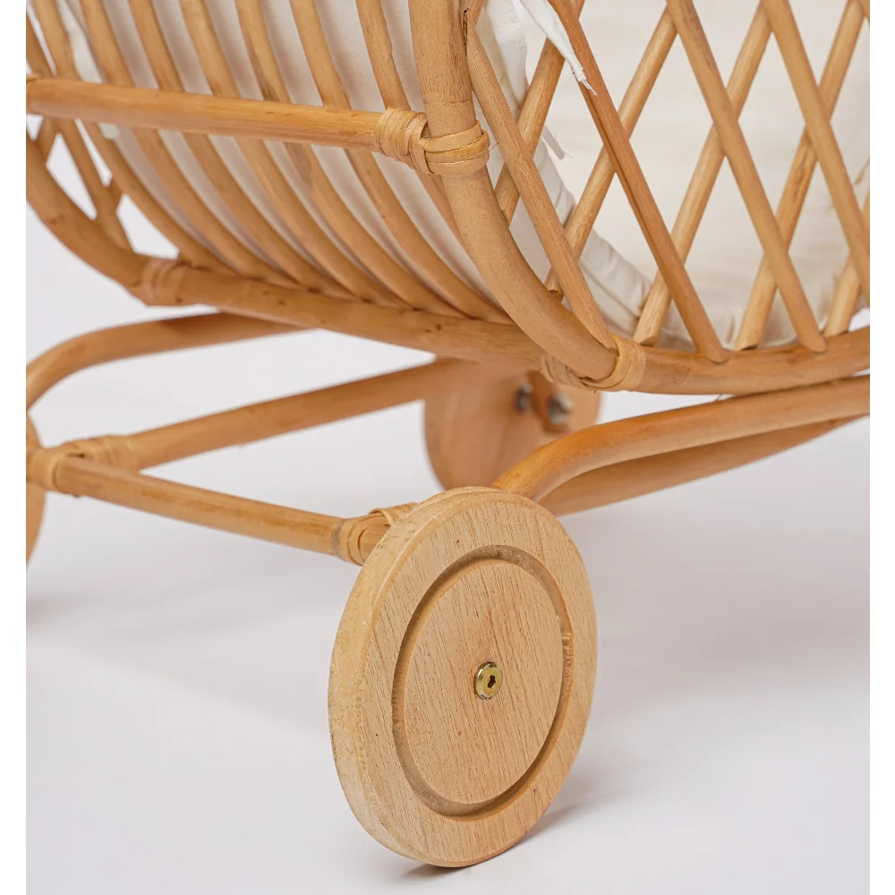 High quality new design eco-friendly cute rattan baby stroller for walk natural color made in Vietnam