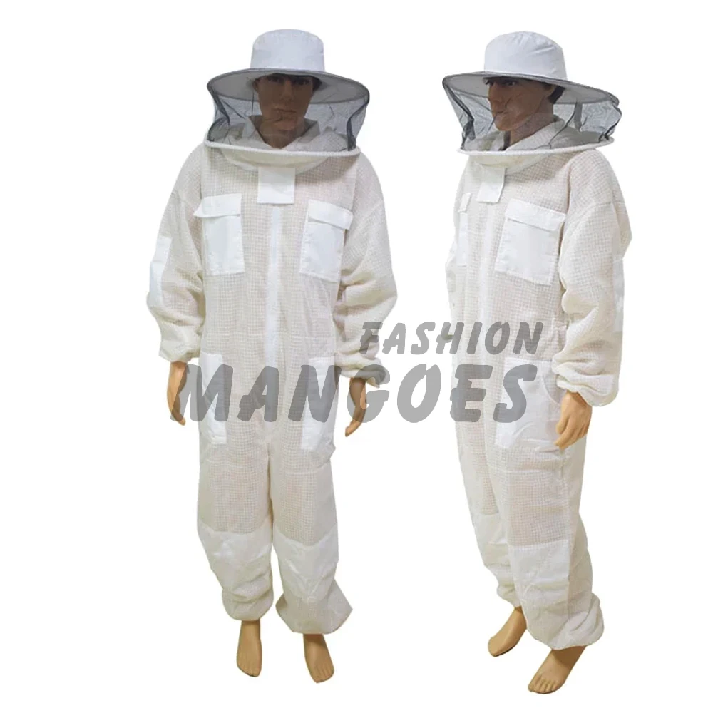 3 Layers Ultra Breathable Ventilated Beekeeping Suit with Round Veil Professional Anti Bee Protective Suit