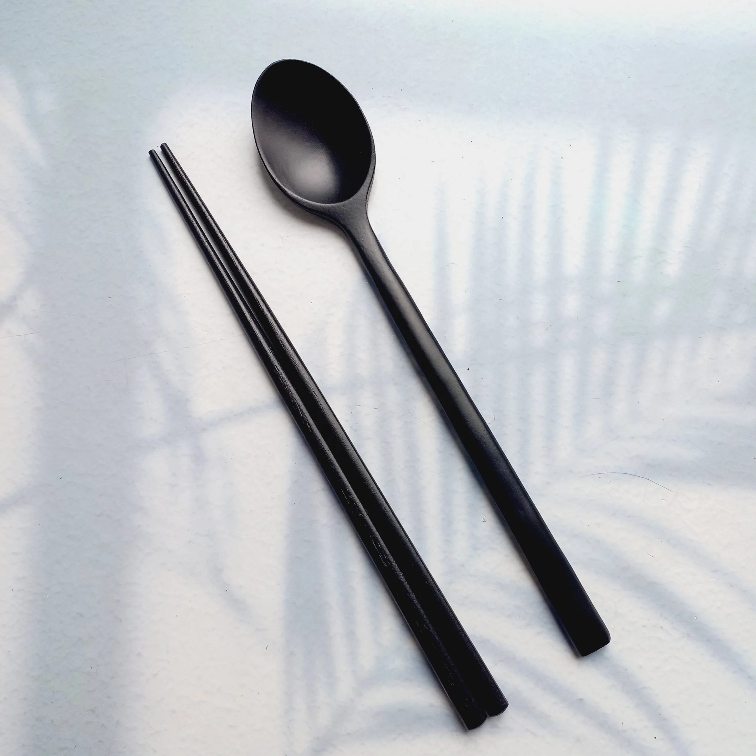 Black Wooden Spoon Chopsticks Reusable Cutlery Set For Travelling Natural Flatware Food Grade Craft Eco Friendly
