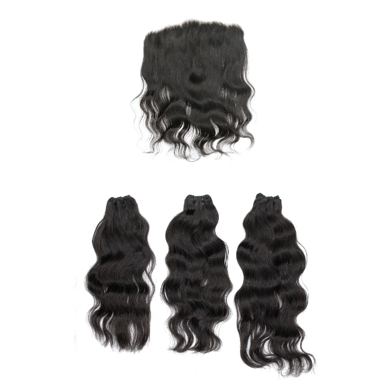 Wholesale high quality 100% human hair extensions hair bundles with lace closure and frontal for wig making factory pr