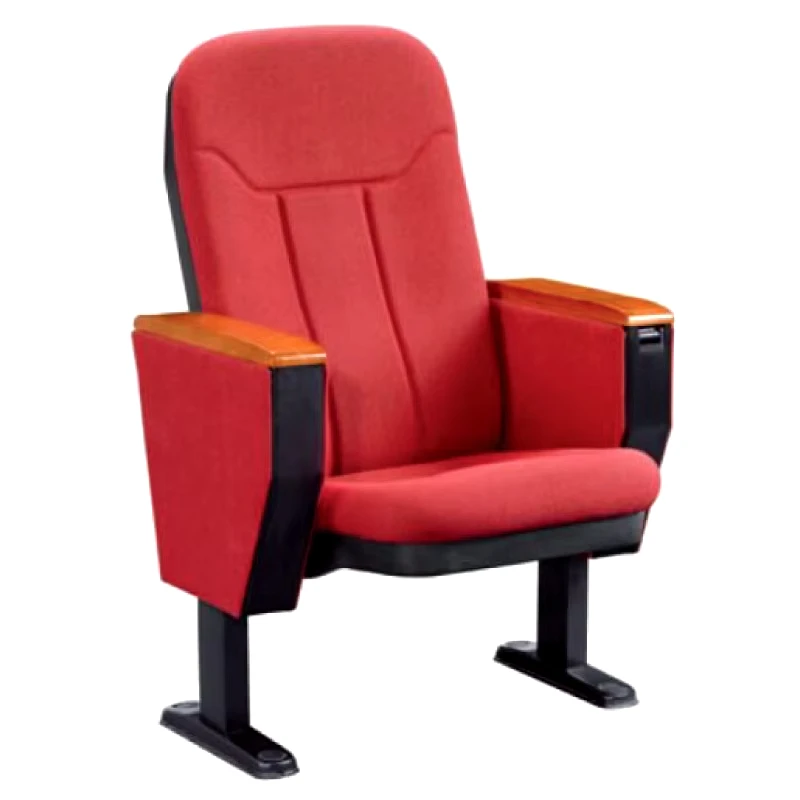 High Quality Red Commercial Theater Chair with Auto Tip-Up Sharing Armrest Fixed Seat Auditorium Seating for Church and Hotel
