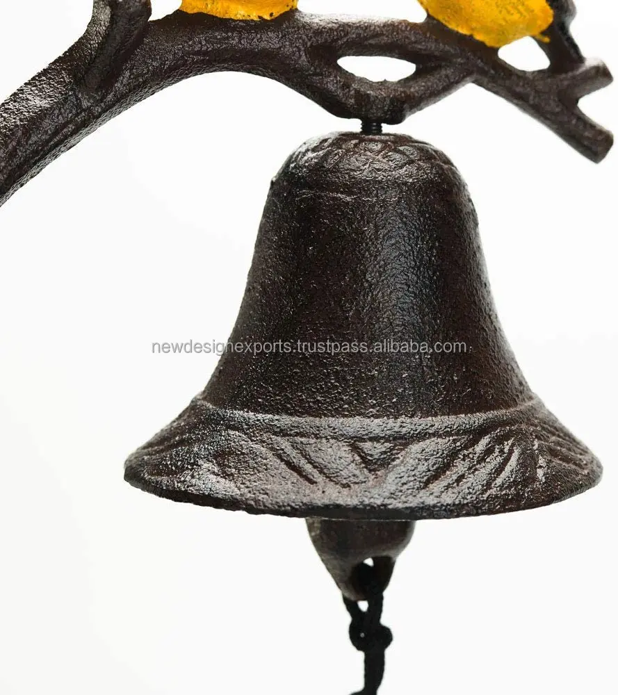 cast Iron Dinner Bell Outside Farmhouse Wall Hanging Bell Antique Lovely Color Birds Decorative Manually Shaking Bell