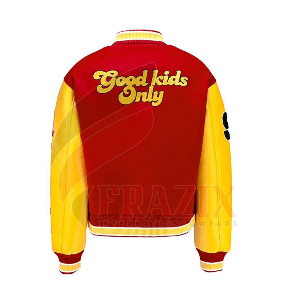 Fully Customized Embroidery Football Jacket Leather Bomber Oem Jacket Wool Embroidery Logo Baseball Jacket