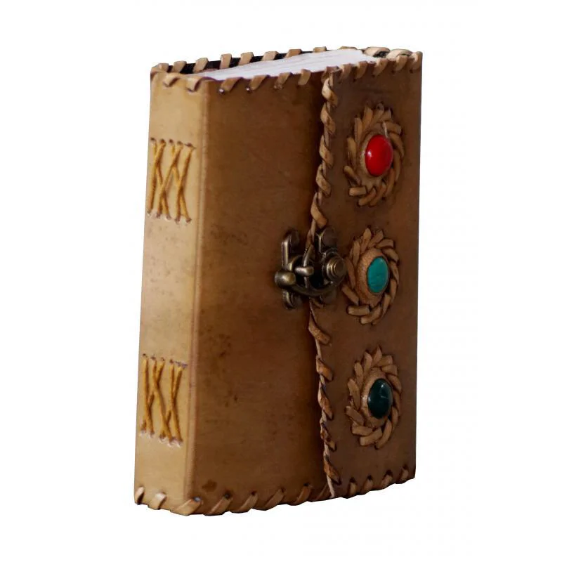Stone Embossed Genuine Leather Bound Journal Diary Notebook Travel book with blank Unlined pages sketch books lock journals