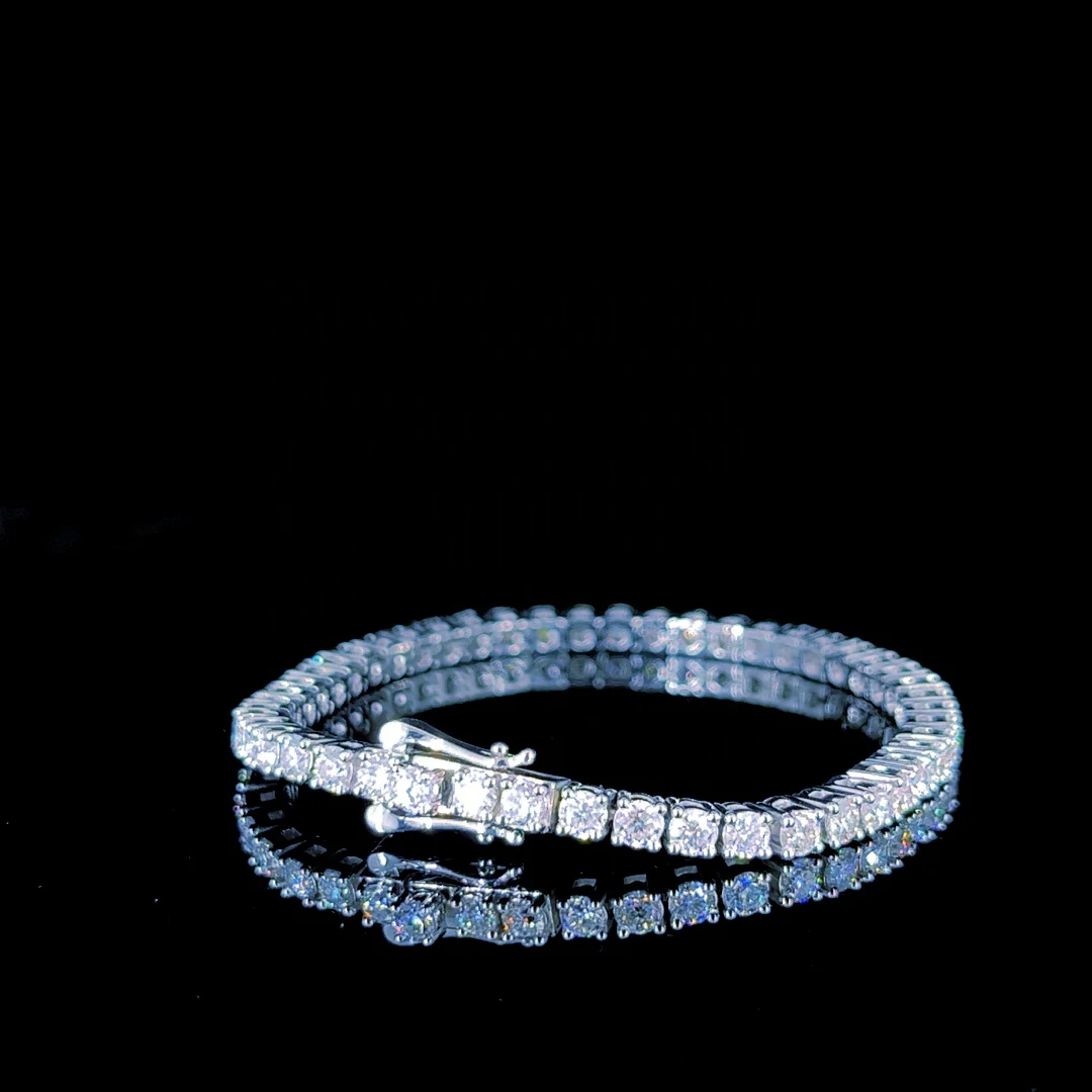 Оптовая продажа высокое качество 925 стерлингового серебра Vvs Moissanite бриллиантовый Теннисный браслет регулируемый популярный дизайн теннисный