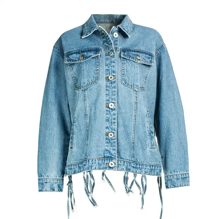 Casual Luxury Pearl Short Denim Tops Blue Fashion Custom Long Sleeve Pearl Jacket Women Plus Size Jean Jackets