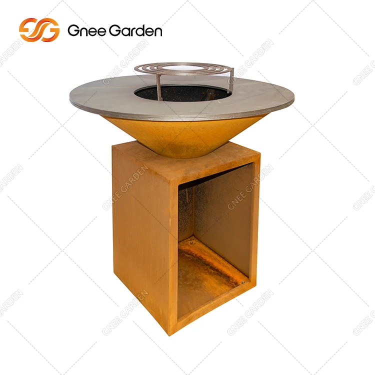 Открытый кухонный каминный гриль Corten Steel Smoker BBQ Grill Brasero барбекю-гриль для улицы