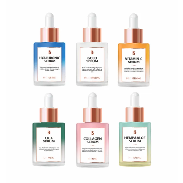 OEM Korean Rice Skin Care Serum with Private Label Hyaluronic Acid Glycolic Acid Liquid Oil Forms Whitening Effect for Face Eyes