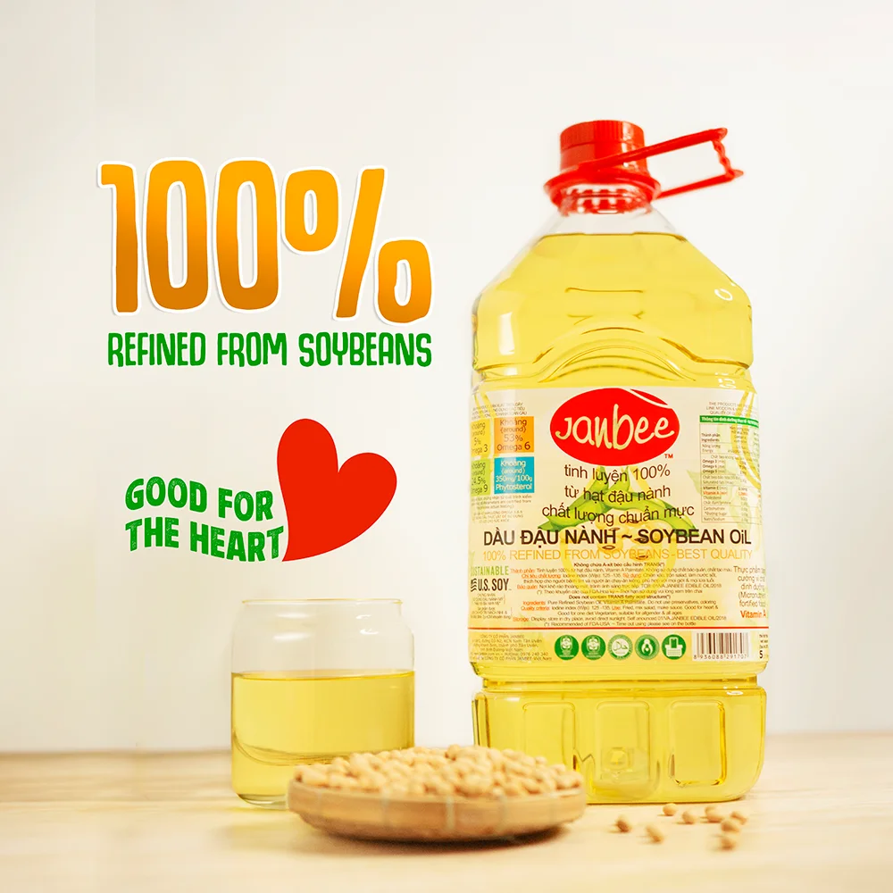 Premium Organic Refined Soybean Oil 5L  Cheap price & Low Oil Absorption for Cooking Frying & Grilling Directly from Vietnam
