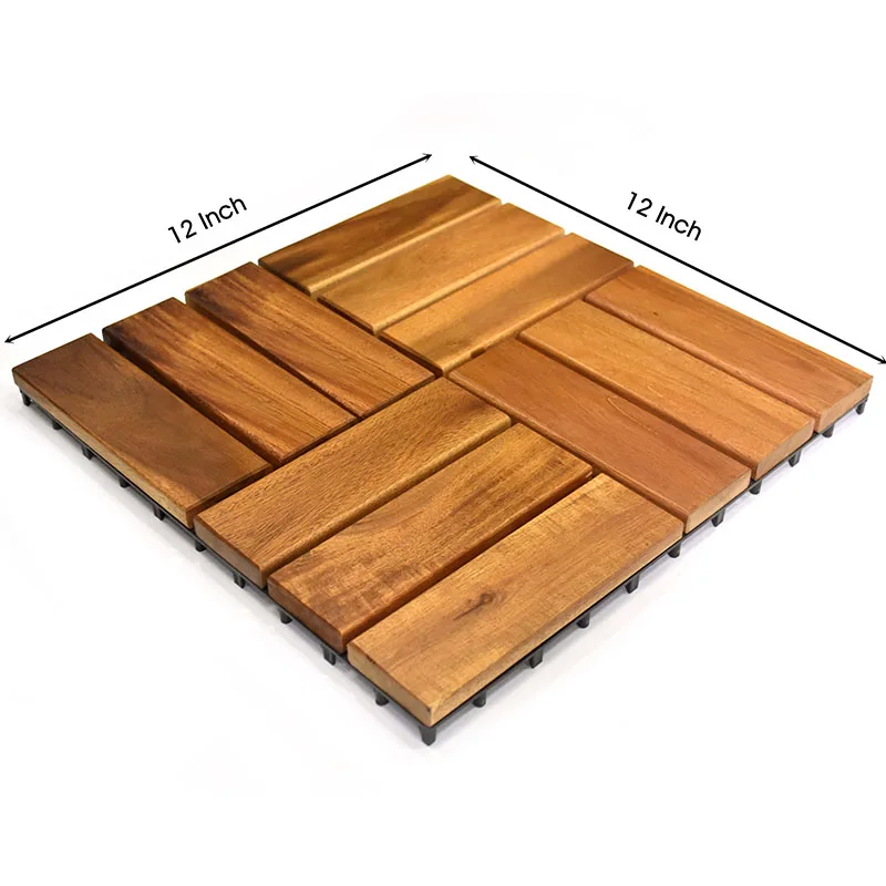 Modern ACacia Wood Deck Tiles from Vietnam Factory Smooth Interlocking Tiles Outdoor Spaces Convenient Tomized Packing Option