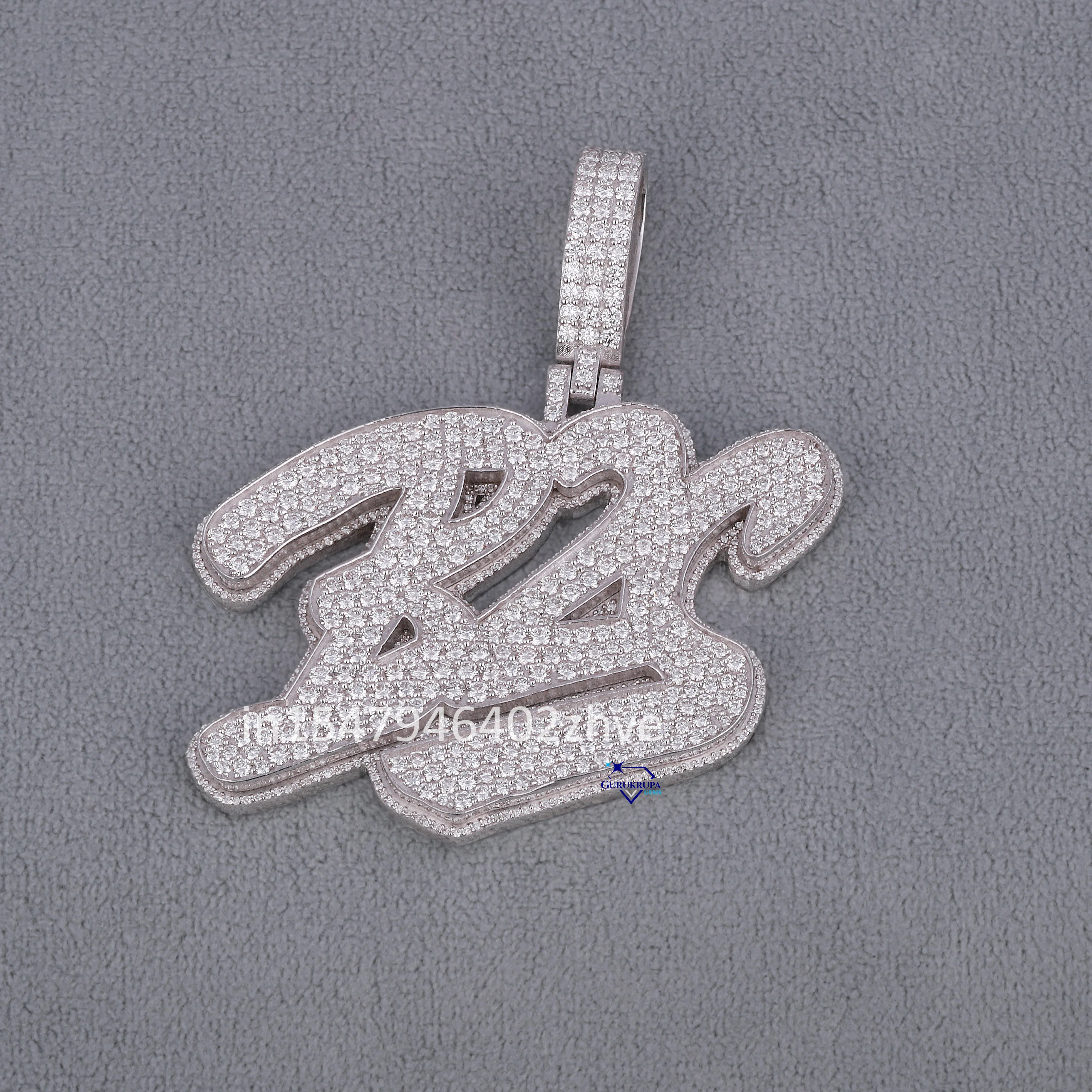 Unique Fully Iced Out Number Hip Hop Pendant Crafted From 925 Sterling Silver And Round Cut VVs Clarity DEF moissanite Diamonds
