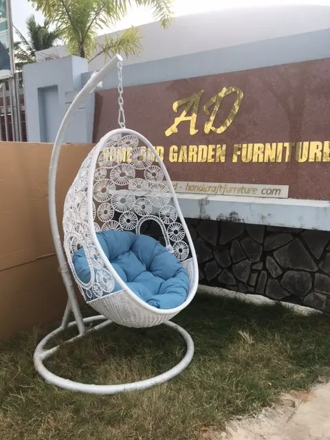 PRSW Outdoor Rattan wicker swing chair 1 seat garden furniture hanging egg chair with stand popular good factory pricing