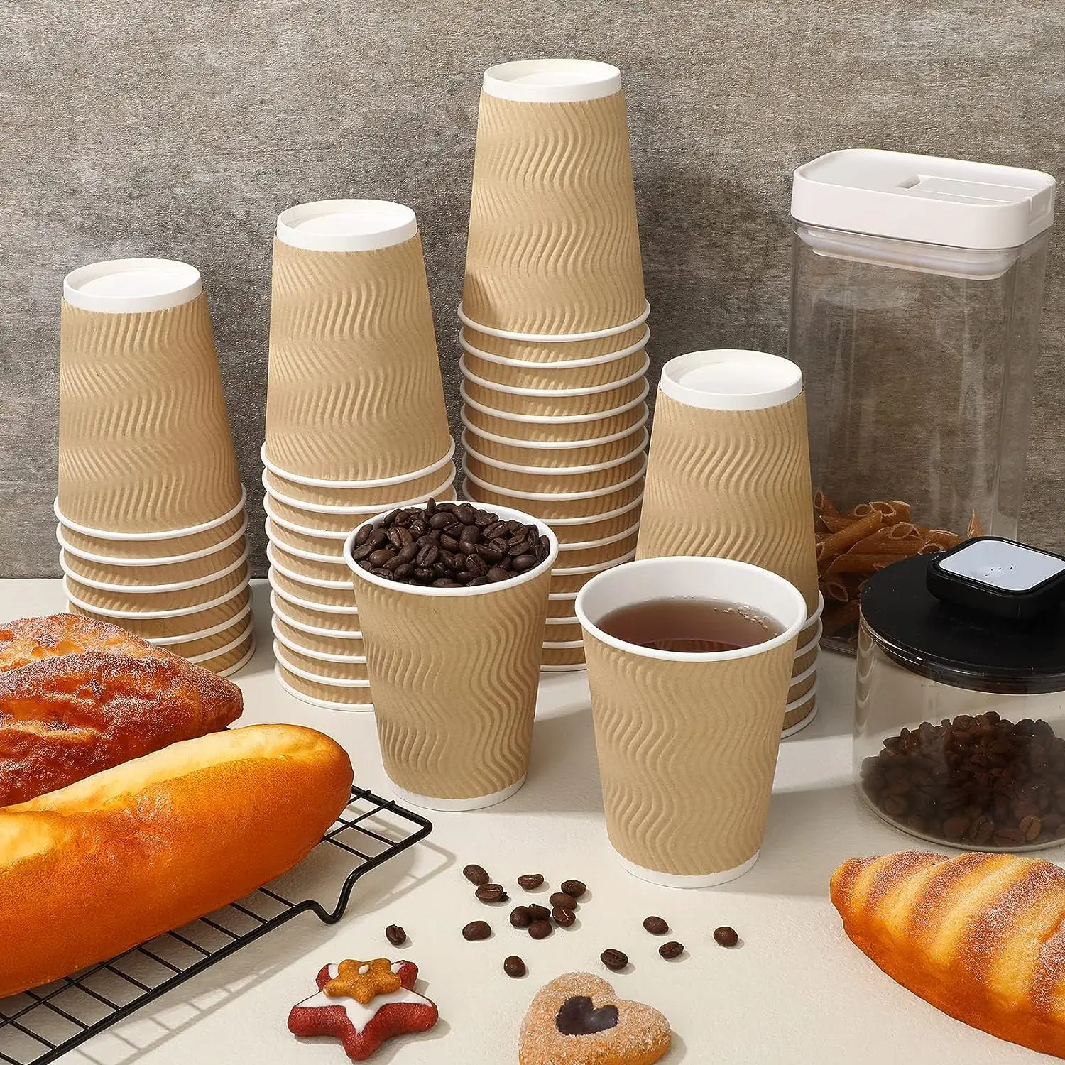 Customized Size Modern Drinkware Recycled Paper Crafted Ripple Cups for Sale From Indian Supplier at Best Prices