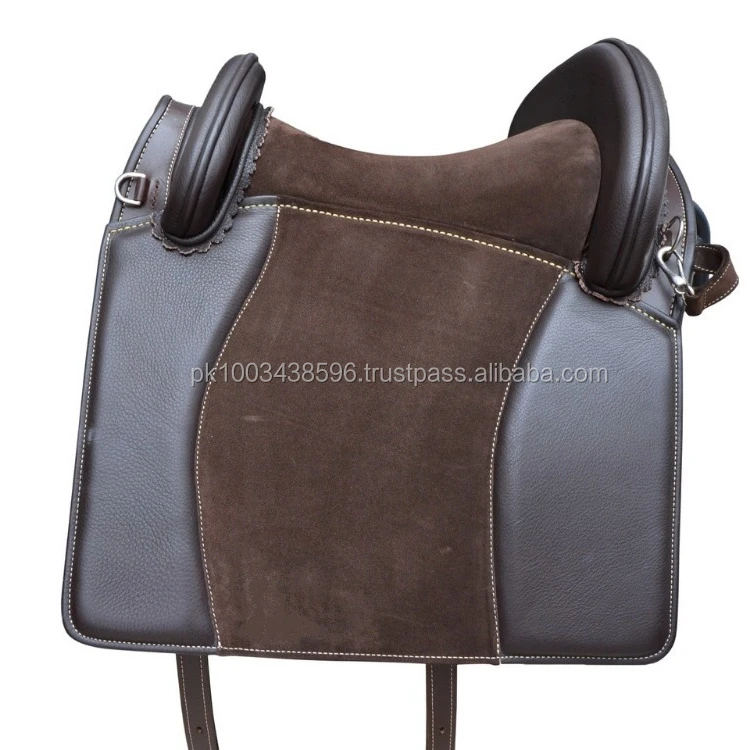 Black / Brown spanish Treeless Endurance GP all purpose leather horse saddle