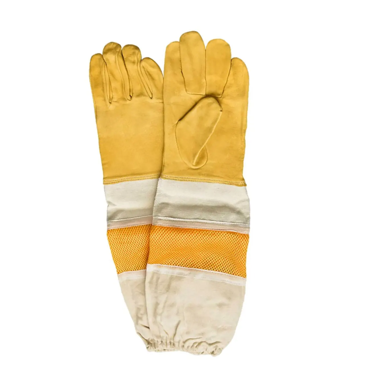 Best Manufacturer Beekeeping Goatskin Leather Farming Beekeeper Gloves with Vent Long Canvas Sleeve Elastic Cuff  All Sizes