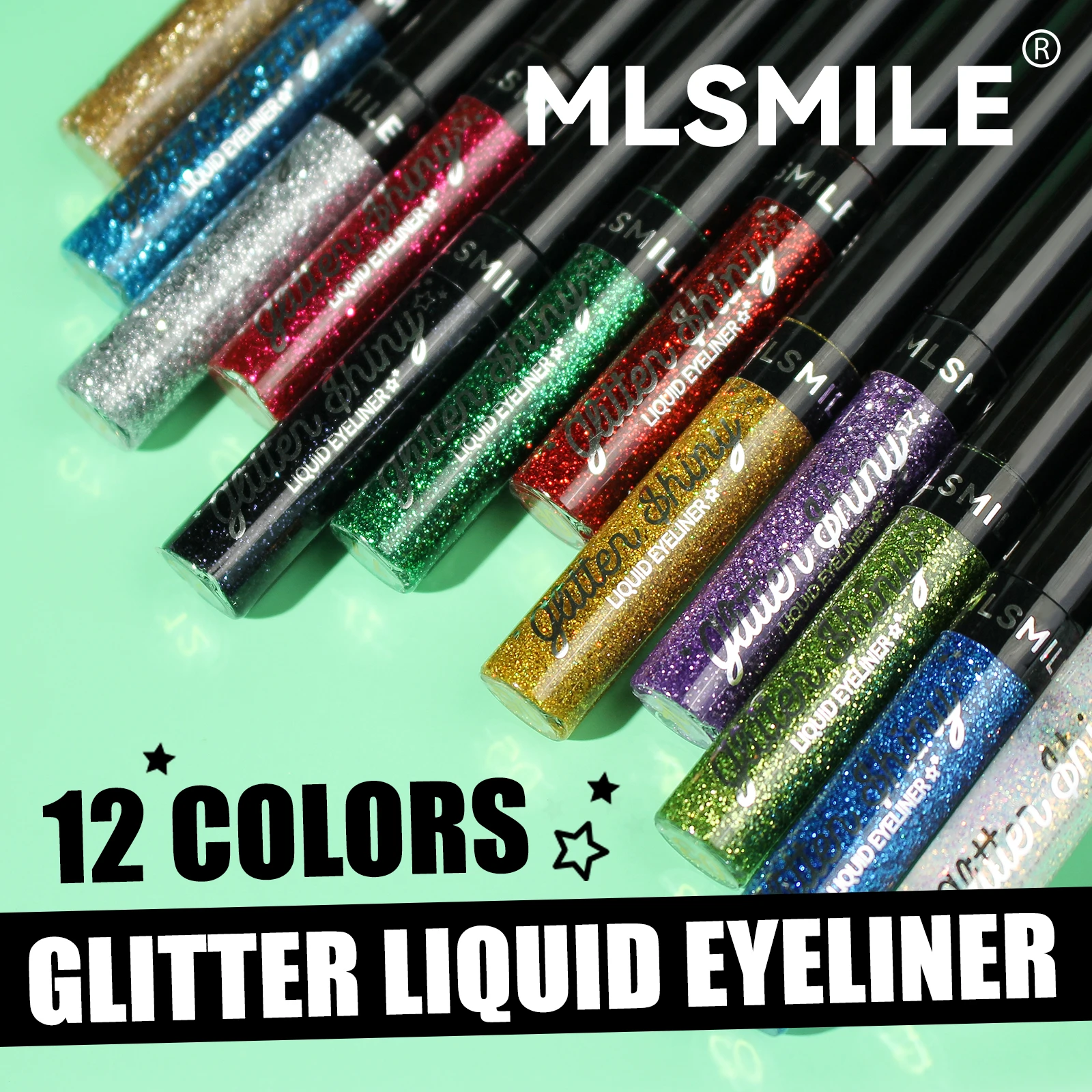 MLSMILE wholesale shiny eyeliner for eyelash extensions eye liner private label waterproof glitter eyeliner