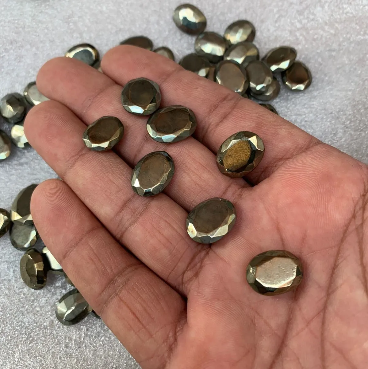 Natural Golden Pyrite Oval Rose Cut Loose Flatback Cabochons Gems Supplier at Wholesale Price Stones for Jewelry Making