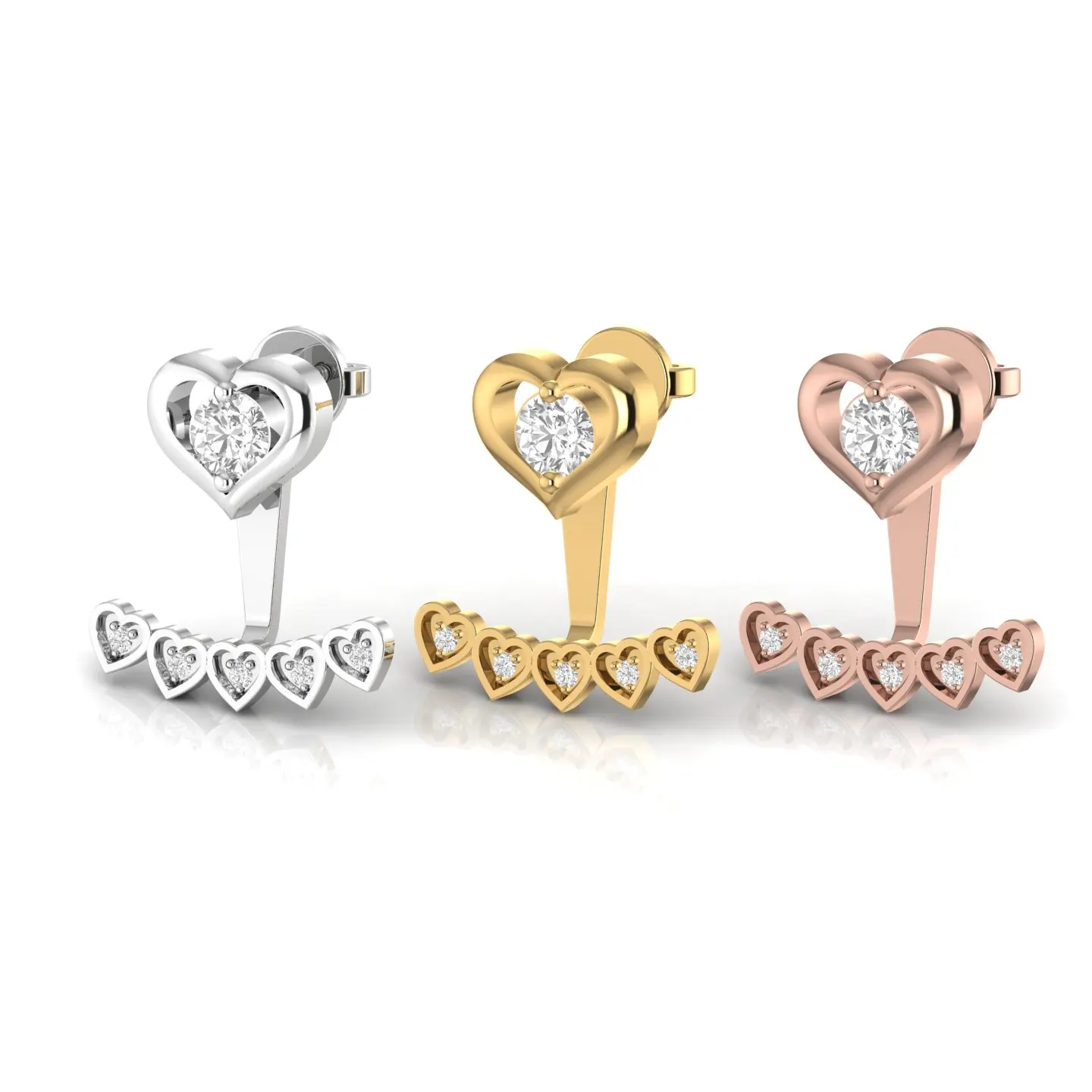 Minimalist Heart Real Diamond 0.52CT Stud Love Earrings For Women In 14kt Yellow Gold 4.39 Grams Designer Fine Jewelry