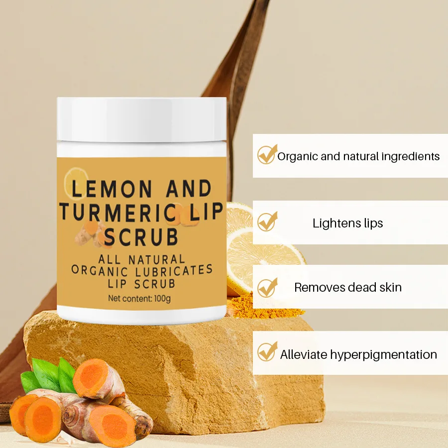 Brightening Lightening Lemon and Sugar Turmeric Honey Lip Care Kit Scrub for Dark Lips
