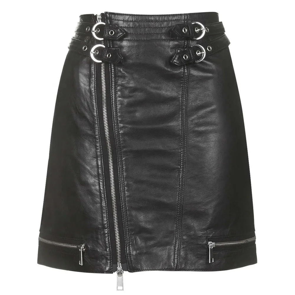 Pakistani Made Latest Design High Quality Genuine Sheep Leather Women Mini Skirt With Zippers