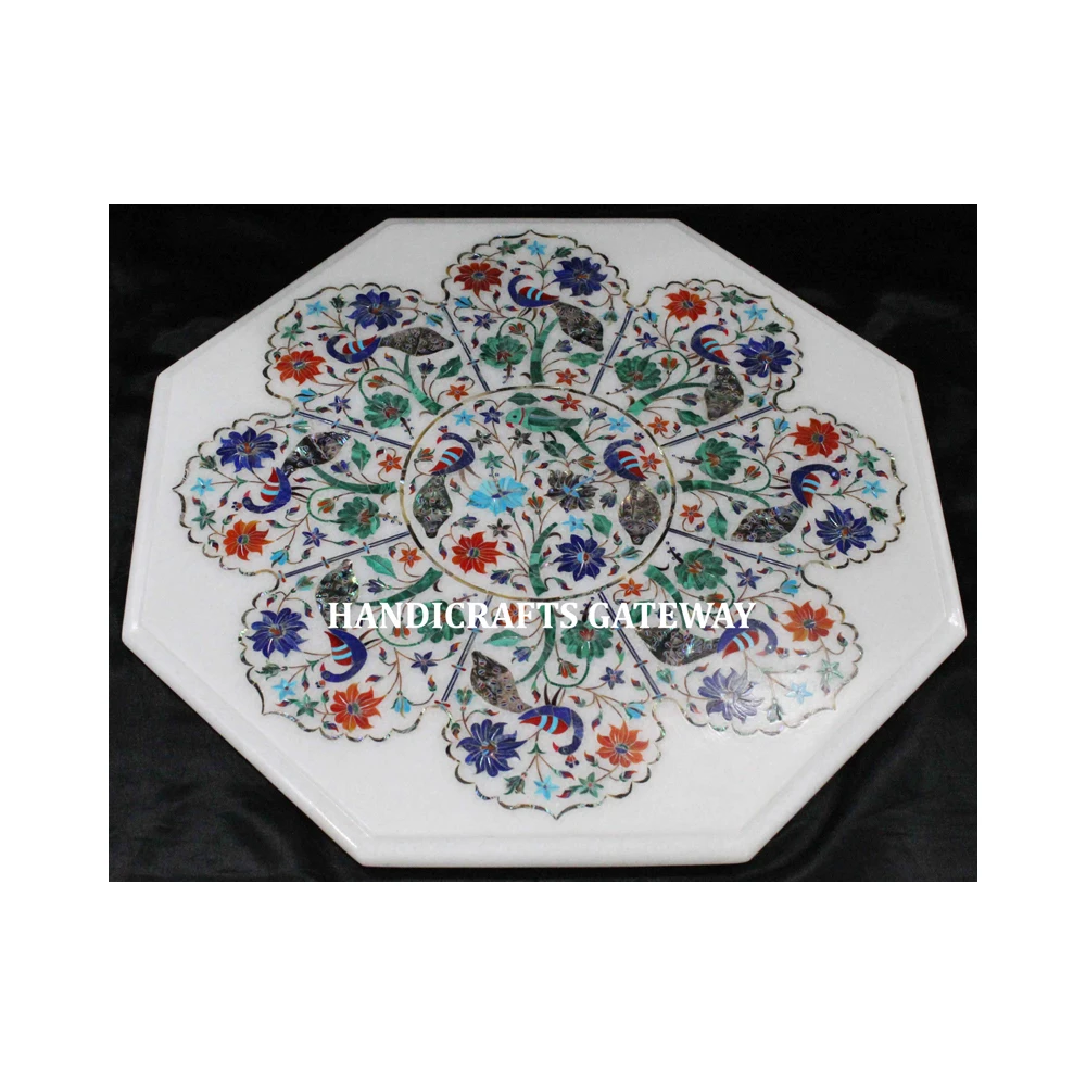 Italian Inlay White Marble Dining Table Top, European Style Marble Coffee And Tea Table Top With Home Decoration And Office Top