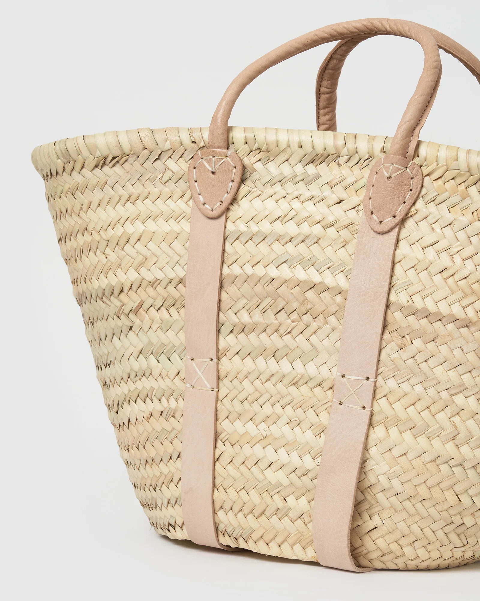 Handwoven Moroccan Basket Bag Beach Summer bag Straw Basket Bags With  Leather Handles