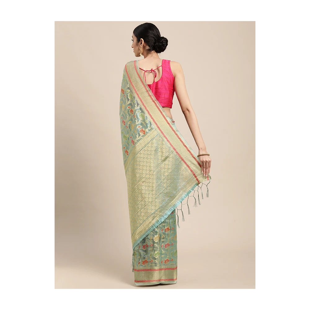 Private Label Custom Design 100%  Organza Indian Saree Fabric From Indian Exporter