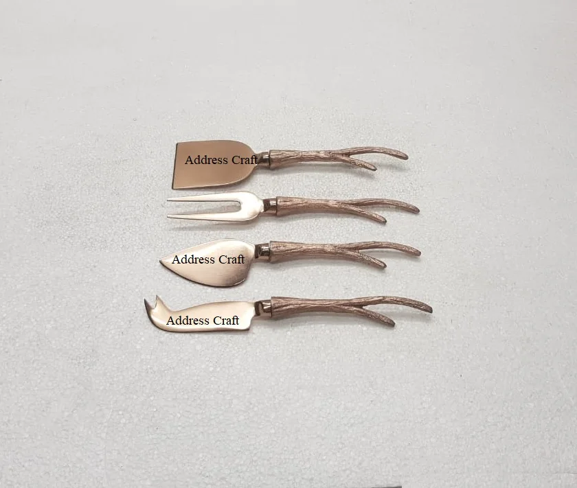 Unique Style Stainless Steel Brown And Blue Color Wood And Resin Handle Butter Knife Cutting Set kitchenware Used New Design