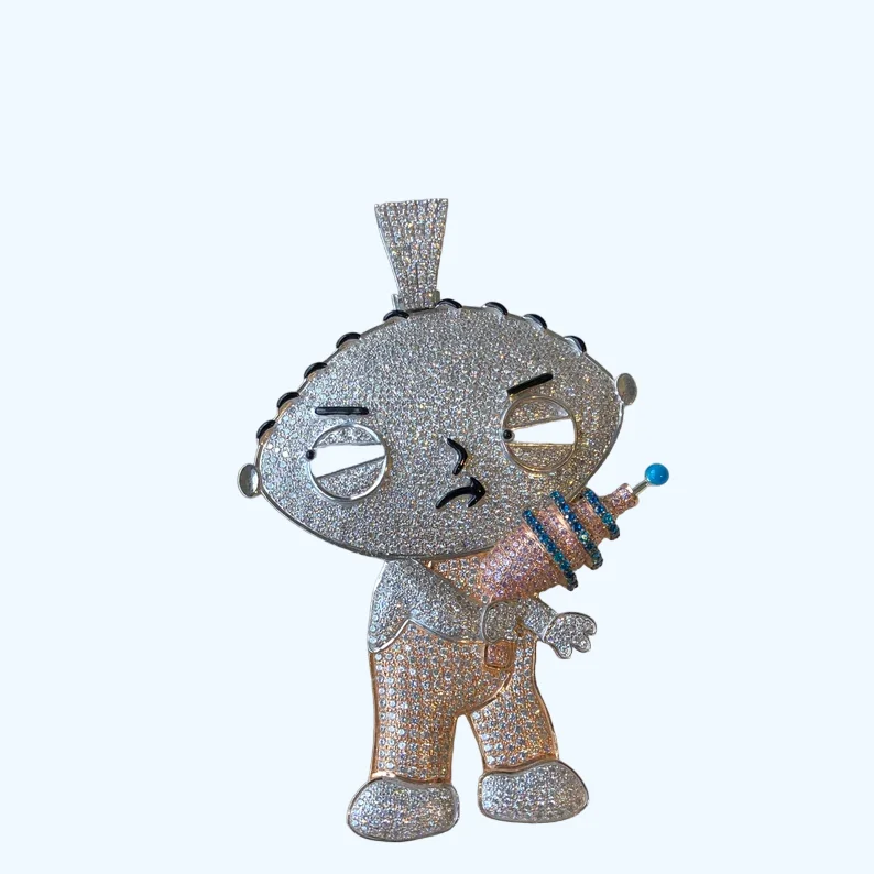 Однотонный 925 из стерлингового серебра широкий кулон со льдом Стюи Гриффин кубический цирконий бриллиант для женских модных украшений