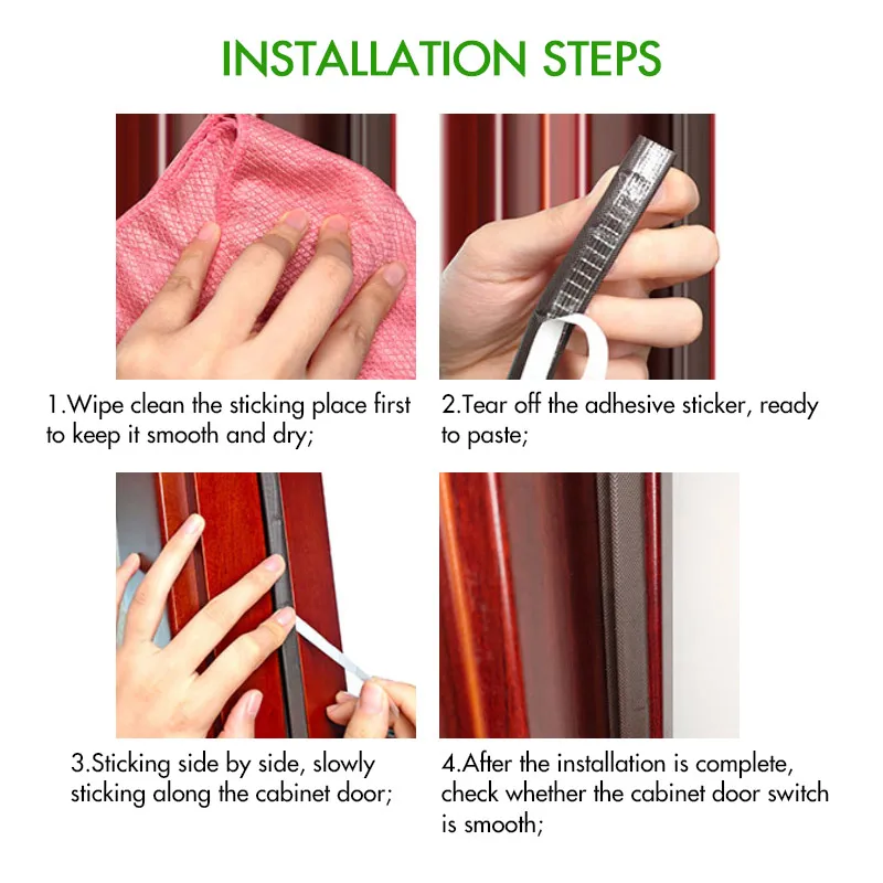 Good quality sealing strip custom size PU foam sealing strip self-adhesive wood door cabinet door seals