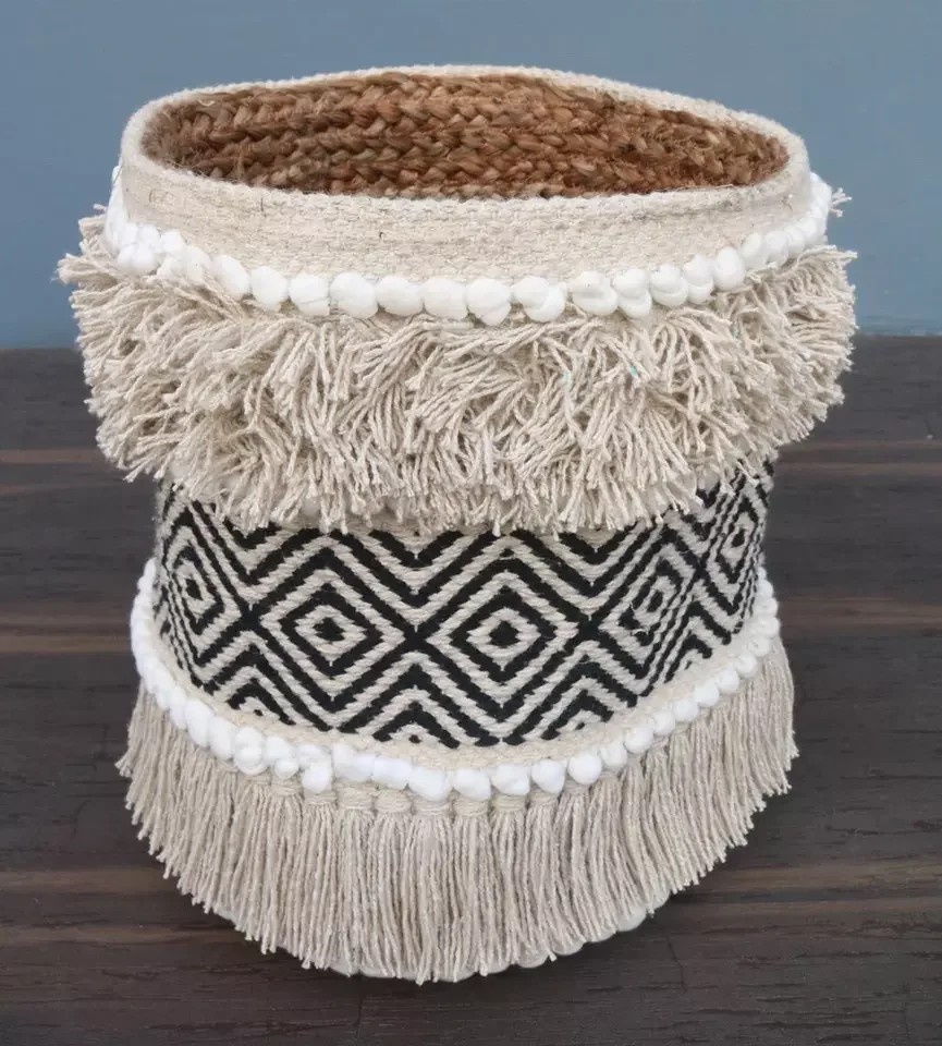 Moroccan Vases Home Storage Basket Pot Vases black white round vase