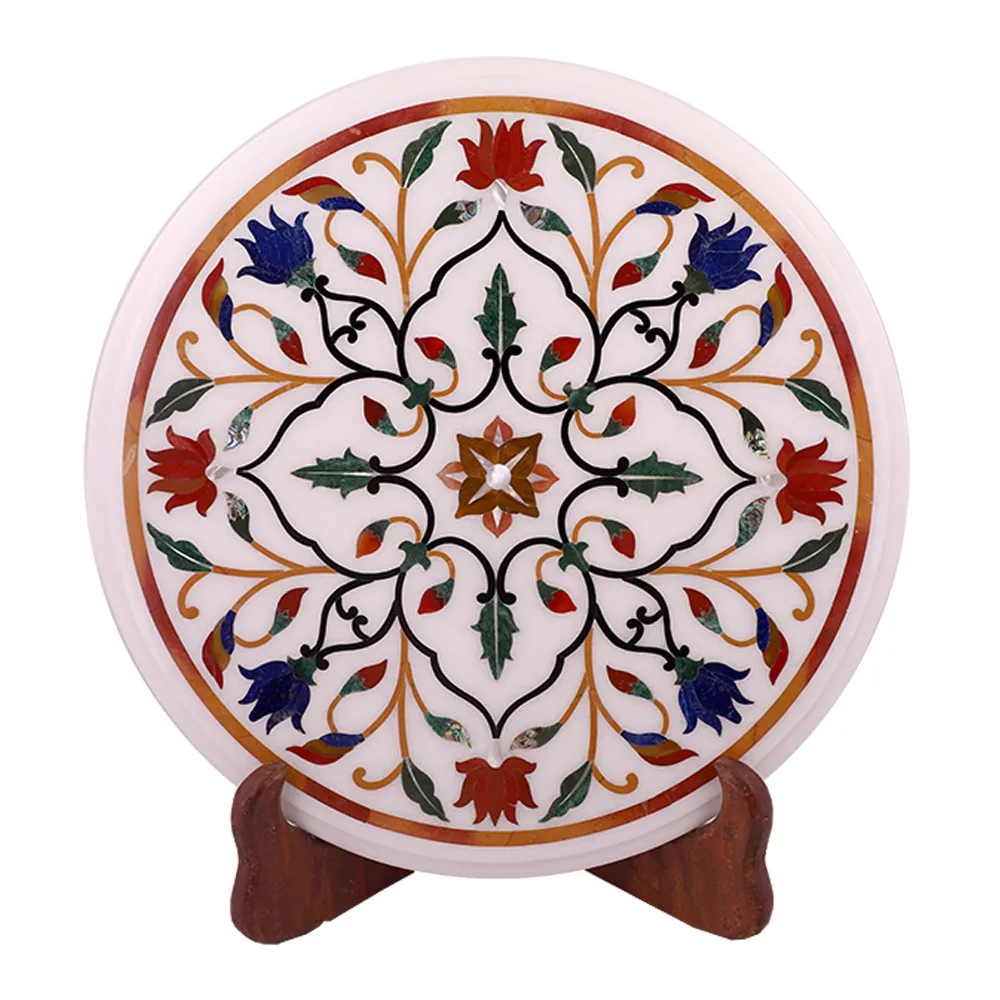 Multi Animal Floral Design Marble Table Top Living Room Decor Dining Table with Custom Packaging from Indian Exporter