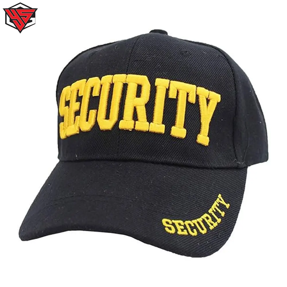 Security Cap with Custom ID on Front and Back, Adjustable Black Tactical Hat for Security Guards Durable Cotton