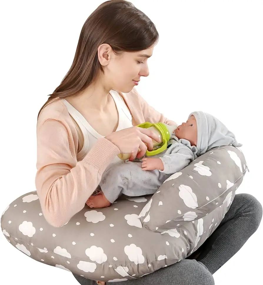 Breathable Sleeping Nursing Pillow Comfortable Pregnancy Pillow Breastfeeding & Support with Removable Jersey Cover OEM.