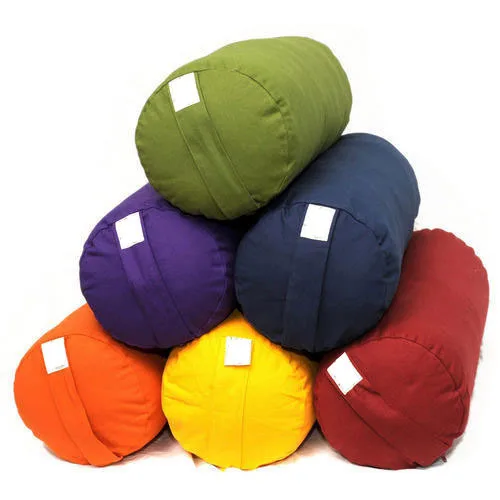 High Quality round Yoga Bolster Fabric Pillow for Back Massage Washable Seat Cushion Filled with Buckwheat Hulls for Therapy Use