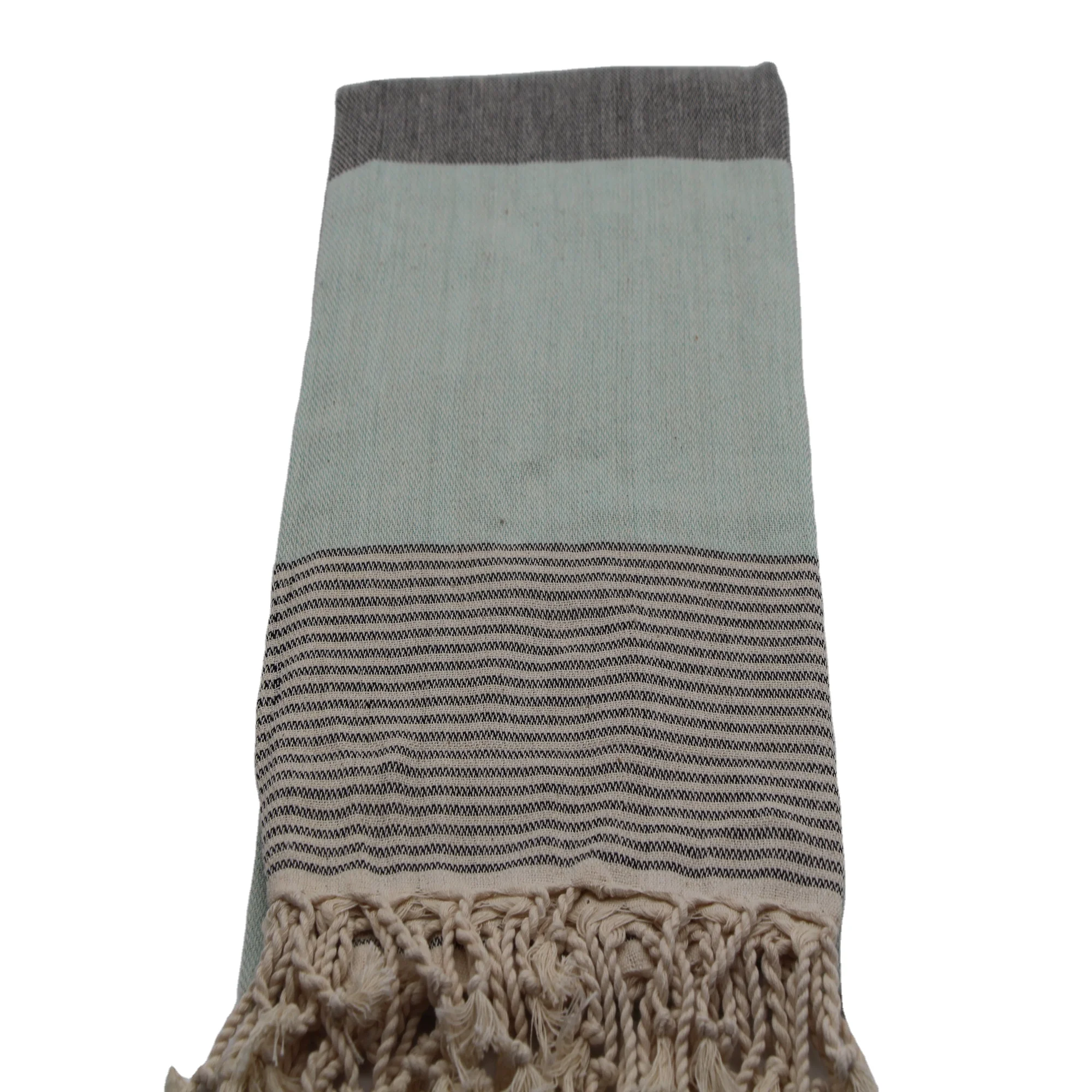 Estel Wholesale Thick Stripy New Beach Spa Bath Towel From Turkey Hisar Towel 100 x 180 cm Mint and Black
