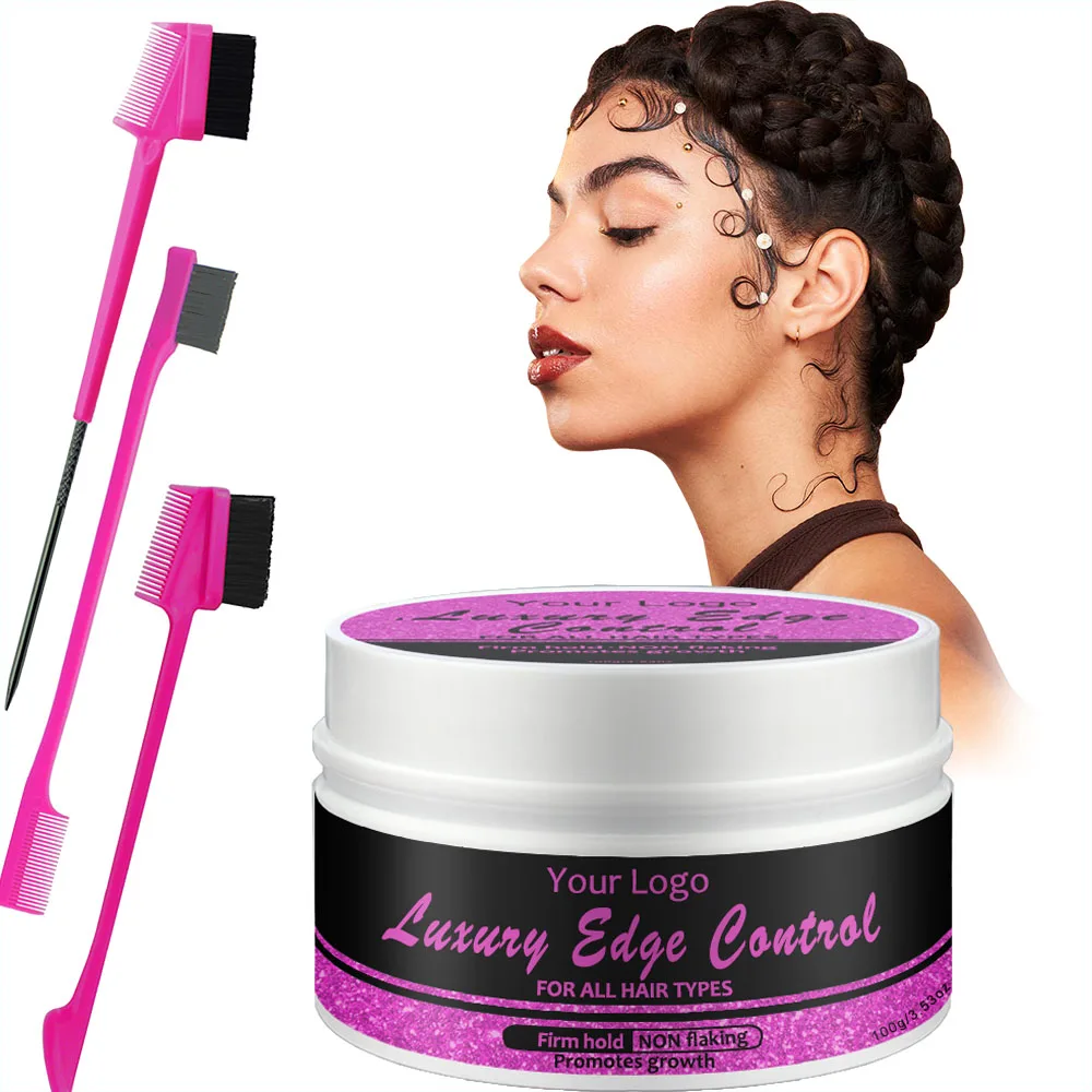 Wholesale Edge Control With 3 In 1 Edge Control Brush Extreme Hold Private Label Instant Edge Control Gel