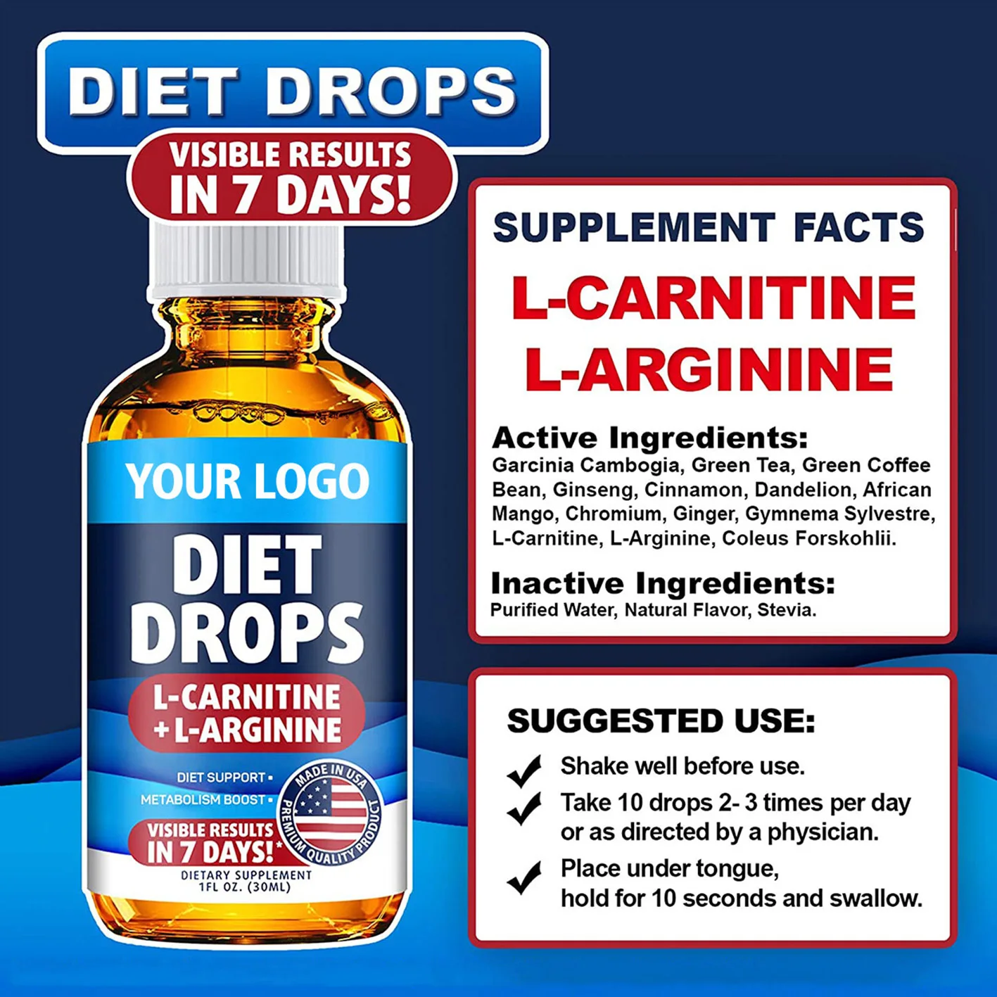 Factory Price Advanced Metabolism Booster Appetite Suppressant Liquid Lipo Spray Oil Weight Loss Rub Fat Burner Drops Raspberry