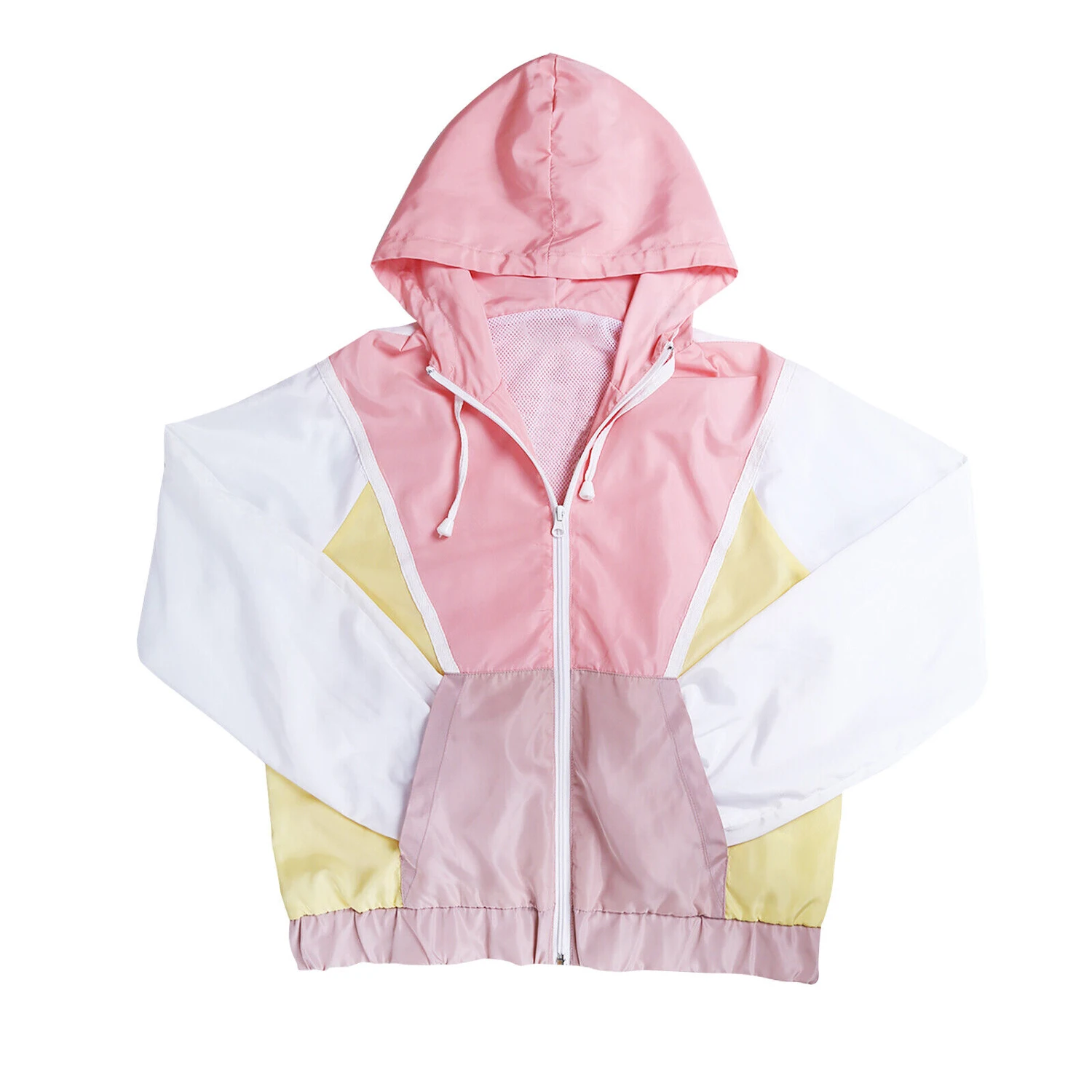 Custom two piece windbreaker short jacket set patchwork zip up nylon polyester streetwear tracksuit men windbreaker short set