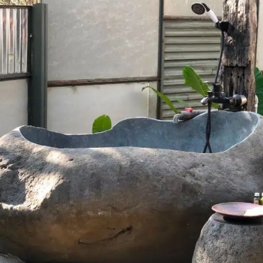 Product Stone Bathroom Bathtub and Bali Hand Carved Stone Bathtub hand made From Indonesia for Soaking with Armrests