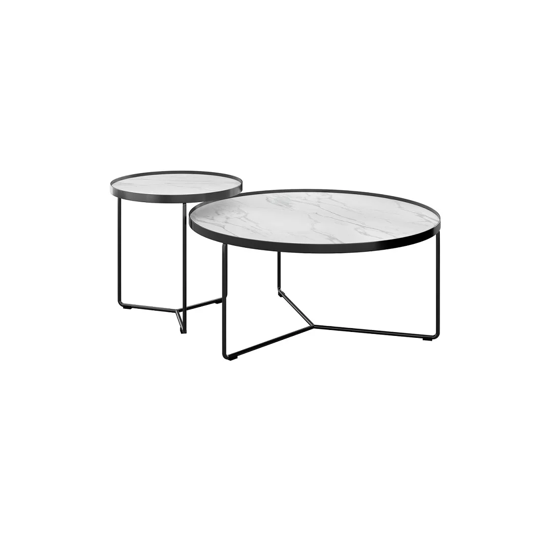 Metal Frame With Glass Top Nesting Table Customized Furniture Luxury Living Space Sofa Center Table Luxury Coffee Tables Set