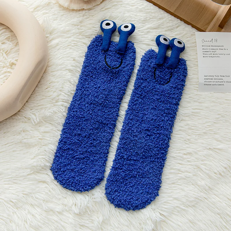 Lovely coral velvet socks Lady Funny Cute fuzzy cozy socks thick warm cartoon frog  Animal sleep floor socks